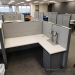 Teknion Grey System Furniture Cubicle Workstation, White Surface